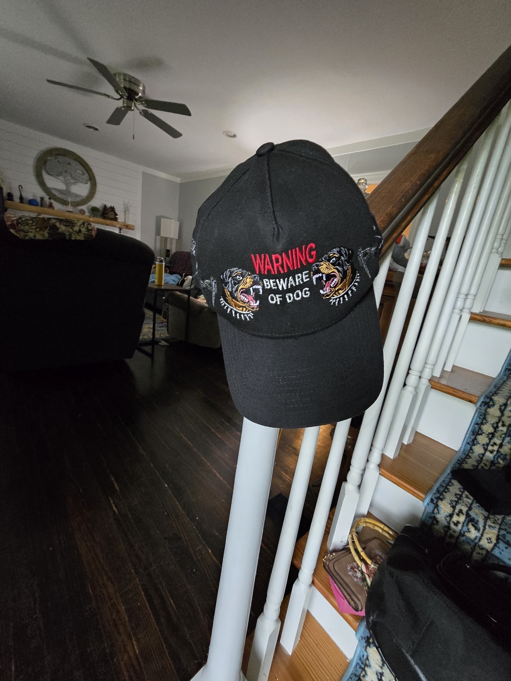 Field Grade Black  "Rotty" "Warning Beware of Dog" Embroidered Baseball Cap